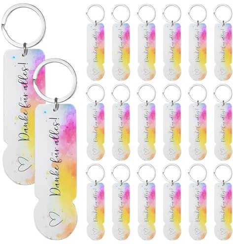 20 PièCes Porte Clé Personnalisé, Porte-CléS En Acrylique En Forme De Jeton De Caddie Porte-CléS Amovible En Forme De Jeton De Courses Pour Mariage, Remise De DiplôMe, Anniversaire