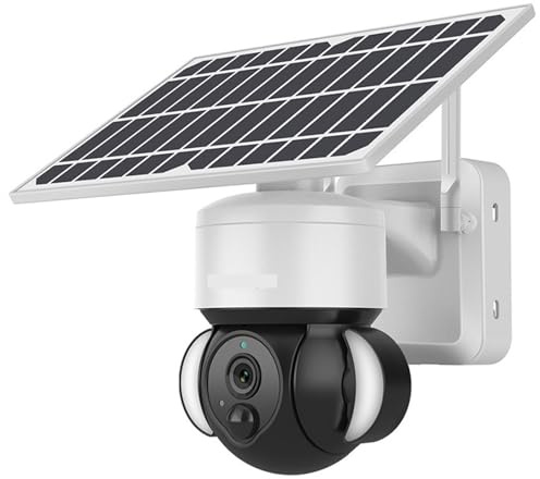 OTENC Caméras pour la sécurité à Domicile, 4G Solaire IP caméra 1080P HD Panneau Solaire extérieur Batterie intégrée vidéo sécurité Rue extérieure PTZ CCTV caméra(WiFi Version No Card)