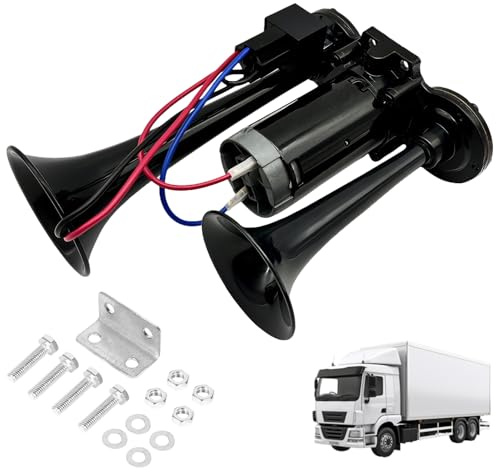 Kensbro 120DB LWK Hupe 12V, drucklufthorn 12V, Train Horn, LWK Horn, Tiefer Ton für Fahrzeuge LKW Lörries Züge Boote(Schwarz)