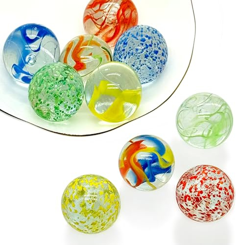 Large Glass Marbles for Decoration 35mm 10pcs Assorted Colour Marble Game Learning and Outdoor Play for Kids and Adult