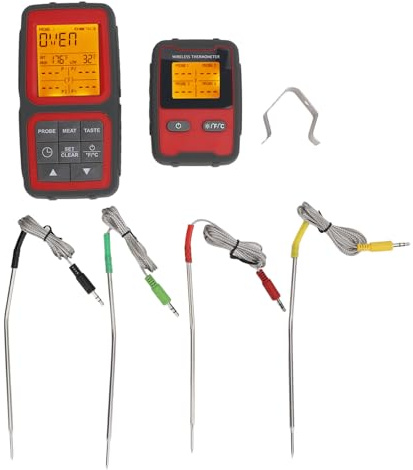Pssopp Termometro di Cottura, Misuratore di Temperatura della Carne Ad Alta Precisione con 4 Sonde per la a Griglia per esterni.