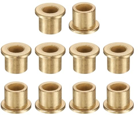 sourcing map 10Pcs Flange Sleeve Bearings, 8mm Bore x 12mm OD x 12mm Length, Self-Lubricating Sintered Bronze Bushings