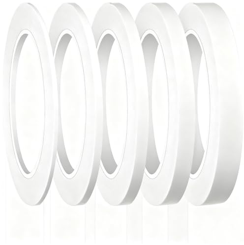 5 Rouleaux de Ruban de Masquage,3/5/8/10/12 mm x 50 m Tapes - Ruban Vinyle pour Masquage de Précision, Ruban de Masquage pour la Décoration de Voitures Design Industriel Peinture(Blanc)