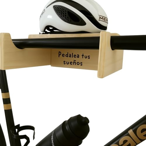 Soporte Bicicletas para Pared de Madera Personalizable |Gancho Bicicleta Pared-Colgador para Bicis- Fabricado en España |Grabado con Nombre, Logo o Frase| Regalo Ideal Ciclistas