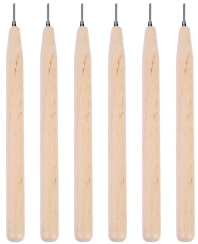 Veemoon Stylo à Fente pour Papier en Bois Naturel Ensemble de 6 Outils de Quilling pour Loisirs Créatifs Stylo à Rouler Le Papier pour Création Artistique et DIY