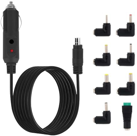 BTFO 12-V-Kfz-Ladekabel-Set, Wiederverwendbar Stromkabel mit 8 DC-Steckern für Zigarettenanzünderbuchse Kompatibel mit Tragbaren DVD-Playern, Auto-DVRs, GPS-Geräten, Bluetooth-Lautsprechern usw.