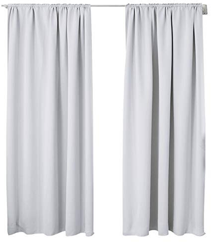WOLTU 2er Set Gardinen, Verdunklungsvorhänge für Wohnzimmer Kinderzimmer, Blickdicht, Kräusebänder für Schiene, 250 g/m², kälteschutz lichtundurchlässig, 135 x 245 cm, Weiß