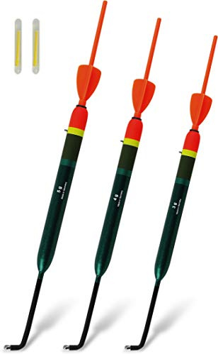 Storfisk fishing & more 3 Stück Knicklichtposen Seitenläufer mit Segel Set inkl. 2 Knicklichter