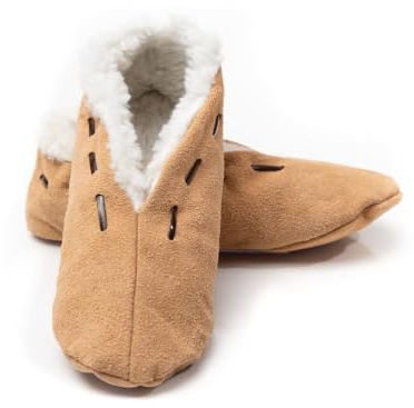 Leder Hausschuhe Herren und Damen Größe 25-52 | Obermaterial 100% Wildleder - Warme Mokassins Hüttenschuhe mit Fleece Innenfutter | Herren Puschen für Warme Füße | Empfehlung: 2 Nr. größer bestellen