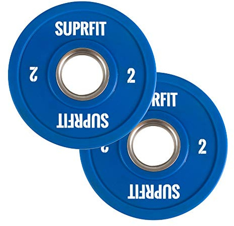 Suprfit Mini PU Bumper Plates - gummiertes Hantelscheiben Paar für Techniktraining mit der Hantelstange, Gewicht: 2 x 2 kg, Stahlring mit 50 mm Durchmesser, Farbe: Blau