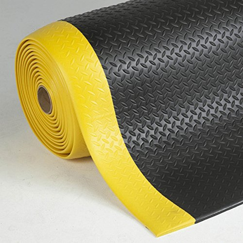 Floordirekt Anti Ermüdungsmatte, Stehmatte 120 x 350 cm Schwarz-Gelb Robuste Arbeitsplatzmatte für Steharbeitsplatz - Entlastet die Gelenke für mehr Komfort beim Stehen Dyna-Protect Diamond