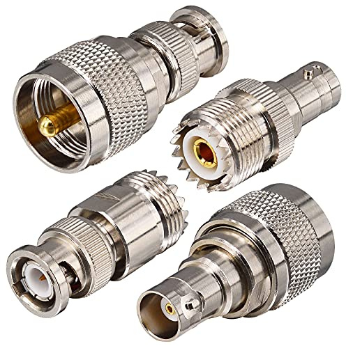 YILIANDUO 4 Typ RF Adapter UHF auf BNC Stecker Buchse für Antenne | BNC-UHF PL-259 SO-239 Radios Adapter Kit für Antennen Wireless LAN Geräte Koaxialkabel Wi-Fi Radios Externe Antenne