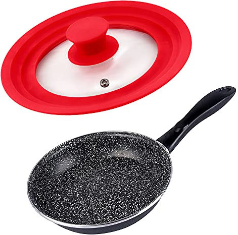 Magefesa K2 Gransasso Sartén 18 cm y tapa de cristal con silicona apta para sartenes de 16, 18 y 20 cm, acero esmaltado vitrificado, inducción y lavavajillas, gris
