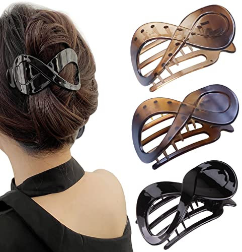 Kavya 3 Pcs Haarspangen Damen Schildpatt Haarklammer Groß, Rutschfest Haarklammern Französisch Hair Clip, Elegant Haarschmuck Mädchen