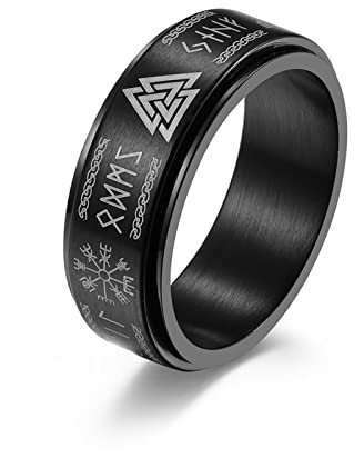 Anxiety Ring Black, Ring Love Anti Stress Wikingerschrift 62 (19.7) Modeschmuck Spinner Geschenk