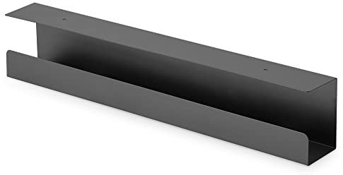 DIGITUS Carril de gestión de Cables - Montaje Debajo de la Mesa - para Cables, regletas de enchufes - gestión de Cables, Soporte de Cables, Bandeja de Cables - 60 x 7,6 x 11,4 cm - Negro