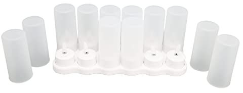 Septpenta 12 Pièces Bougies Chauffe Plat LED sans Flamme, Fonction de Charge sans Fil 4H, Structure en 2 Parties Couleur Chaude Souhaitant de Petites Bougies, Petites Bougies Électriques Factices