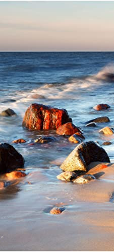 wandmotiv24 Türtapete Steinstrand Natur 90 x 200cm (B x H) - Dekorfolie selbstklebend Sticker für Türen, Türfolie, Aufkleber, M0223