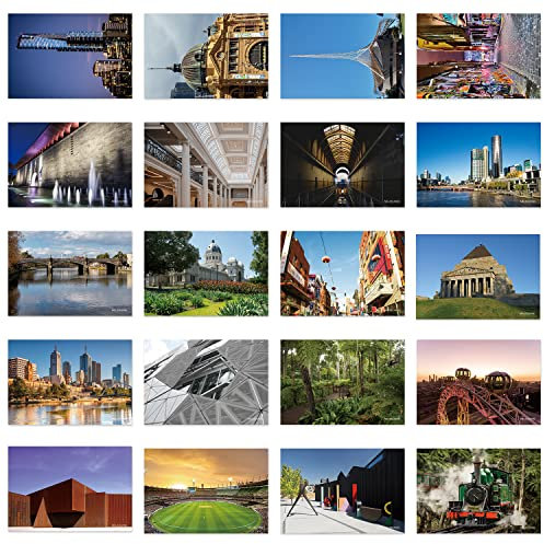 xtvinvm Melbourne Australien Reisepostkarten aus der ganzen Welt Vintage Postkarten-Set für den Versand von Geschäfts- und Weihnachtsfeiertagen, Geburtstagspostkarten mit Versandseite, 20 Stück