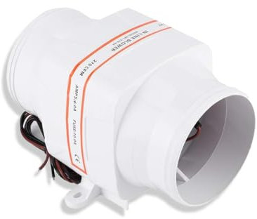 Septpenta Marine Bilge Air Blower, 4in 270CFM in Line Marine Blower, 12V DC Electric Fan Bilge Air Blower, Electric Air Blower Bilge Boat Zubehör White