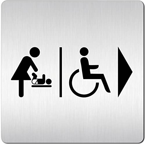 Türschilder24 XXL Schild - Türschild (B) • 125 x 125 x 1,5 mm • behinderten Toilette + Wickelraum rechts • Aluminium Vollmaterial • 100% Made in Germany