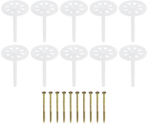 PATIKIL 102mm Perforado Aislamiento Pasadores, 100 Paquete Aislantes Clavos Pared Tapón Plástico Expansión Perno para Fijación Espuma Placas a Mampostería Pared o Techo