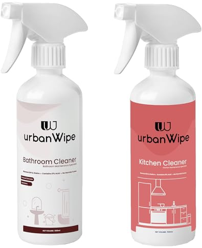 urban Wipe Bathroom & Kitchen Cleaner | Tough Lime Scale Hard Water Stain Remover On Taps, Showers | Ceramic Surfaces | Chimney, Plastic & Aluminium Surfaces_(Each 500Ml)