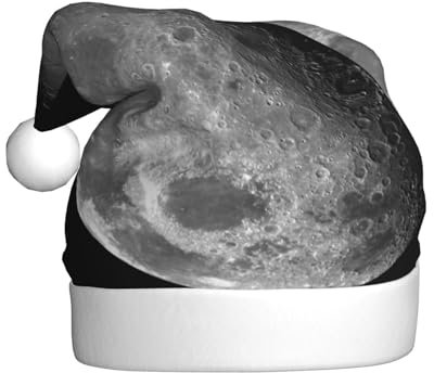 VAGILO Weihnachtsmütze, schwarzer Hintergrund, Mond, festlich, Winterurlaub, Weihnachten, lustig, warm und plüschig, für Büro und Außenbereich