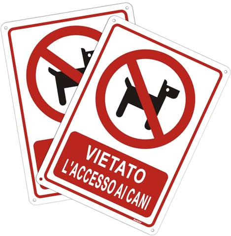 Andchi 2pcs cane divieto segno No Dog accesso avvertimento segno vietato per l'ufficio Hotel Ristorante ecc18x25cm (rosso-cani vietati)