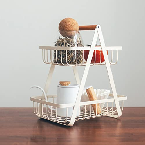 WOHPNLE Fruteros De Cocina 2 Niveles, Frutero 2 Pisos, Fruteiras Para Cozinha, Frutas Y Verduras Para Mostrador De Cocina Cesta Para Pan Verduras, Blanco