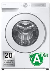 Samsung Lavadora AI 9Kg Autodosificación, AI EcoBubble Clase A Blanca WW90DG6U85HHU3