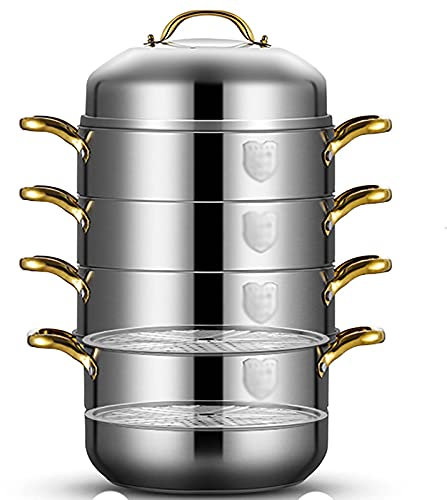 JKJZSALJ Vaporiera/Pentola per Zuppa di Grado Alimentare in Acciaio Inox 304 Ispessimento per Uso Domestico Cestello per Vapore Fornello A Induzione Fornello A Gas Generale