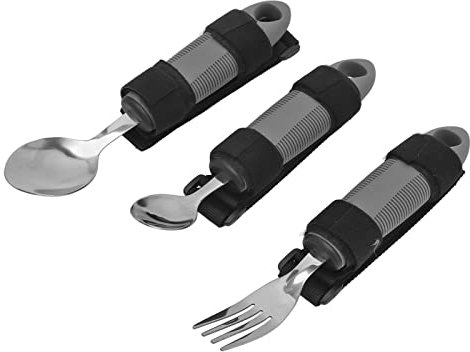 3 Pièces Ustensiles Adaptatifs pour Personnes âgées, Ustensiles Adaptatifs Cuillères Fourchettes Ensemble, Adultes Mangeant des Ustensiles pour Handicapés Outils D'alimentation