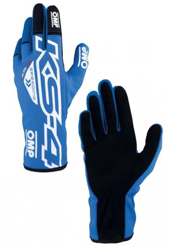 Ompracing Guantes Omp Kart KS-4, Azul/Blanco, Talla L