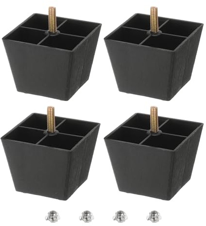 sourcing map 2.4 inch Plastic Furniture Legs, Set of 4 Square Tapered Table Sofa Cabinet Bed Legs, Replacement Furniture Couch Feet with M8 Hanger Bolts