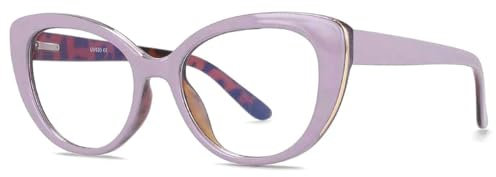 WxuuLTGJR Damen-Brillenfassungen, Katzenaugen-Brillengestell, Anti-Blaulicht-Stil, stilvolles Titan-Brillengestell, transparentes Brillengestell