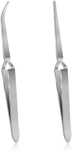 JJUNW 2 Stück Pinzetten, Edelstahl Pinzette mit Gummispitzen, Flacher Kopf Pinzette Gebogene Spitzen Pinzette Edelstahl Präzisions Bastelpinzette für Handwerk Schmuck Elektronik Laboren und Industrie