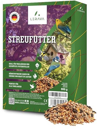 LERAVA® Mangime per Uccelli Selvatici [per Tutti i Tipi di Uccelli] - 800g - Cibo Nutriente - Perfetto per Inverno - Semi per Casette e Aree Protette - mangime uccelli selvatici Energia e Forza