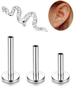 Adramata G23 Titanio Piercing Oreja Tragus Labret Roscado Interno Labio CZ Hipoalergénico Medusa Pendiente Pequeño Conch Helix Oro Plata