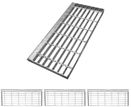 NATOTELA Gitterrost 240x600x25mm Gitterroststufe 3er Verzinkt Trittrost rutschfeste Industrietreppe geeignet für Flucht- Fabrik- Außentreppen Keller Werkstatt Industriegebiet Garten Bauernhof