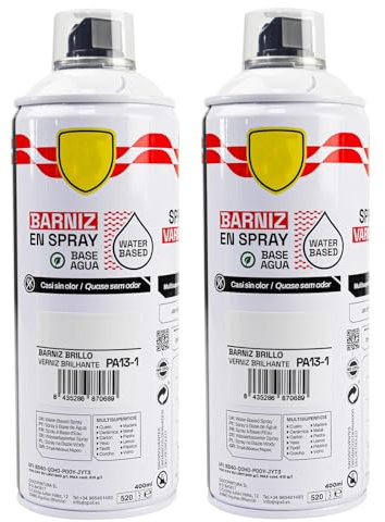 various - Pintura Spray Base Agua 400ml,Ecológica y Sin Olor,Para Muebles,Metal,Plástico y Madera,Colores Duraderos,Cobertura Uniforme - Barniz Brillo,2 unidad
