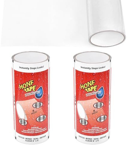 kingsea 2 paquetes de cinta adhesiva de silicona resistente al agua, 20 cm x 150 cm, cinta aislante para plumbing, pantalones, reparación de plumbing, color transparente