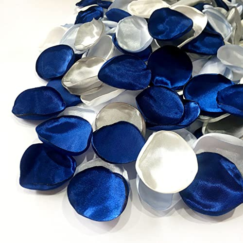 Künstliche Rosenblätter,blau und grau,Marineblau 200 Stück - Hochzeit, Valentinstag, Den Tischaufsatz, Geburtstag, Romantische Atmosphäre,Geschenkboxen dekorieren