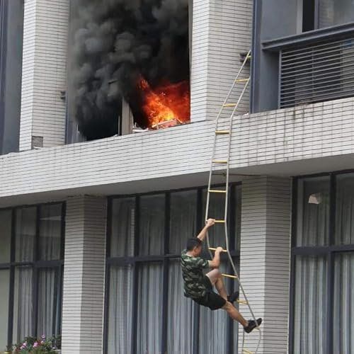 Emergency ladder, Fire Escape Ladder, Fire Escape Rope Ladder, Emergency Rope Ladder With Carabiners Flame Resistant Emergency Fire Ladder Non-Slip Nylon Soft Ladder (Size : 40m/131.2ft)