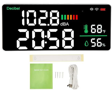 LED Decibel Messgerät 2, 4 G WiFi LED Decibel Messgerät -Schallpegelmessgerät mit 11 Zoll -Dezibel -Messgerät Temperaturfeuchtigkeitsmessgerät mit Geschwindigkeit Einstellbarem Design Montiert