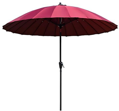 Sombrilla Playa Grande, 270 cm Sombrilla de Jardín, Protección Solar UPF+50, Parasol Terraza Inclinable con Manivela, para Jardín Patio Terraza Playa(Red)