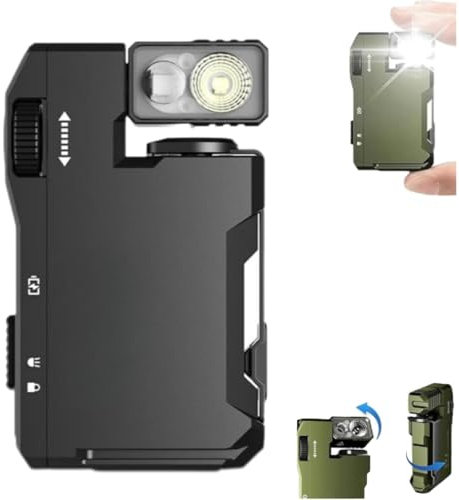 Priormer Flashlight, Priormer G5 EDC Light 400 lumens, Super Bright 3 Modes EDC Mini Flashlight,180° Rotation Dual Lights IP68 Waterproof Magnetic for Outdoor (Black)