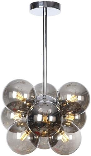 Lampes de salle à manger Compatible with salon. à ., lustre de luxe post-moderne simple, lumière d'ambiance, G4 – Lustre boule dans la boule - Chrome 9 têtes