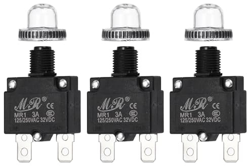 QUARKZMAN 3 Pcs Interruttore Termico A Pulsante 3Amp, 125/250V AC 32V DC Ripristino Manuale Protezione Sovraccarico Termico Con Cappuccio Impermeabile