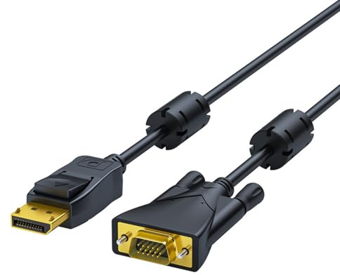 Zkydhbd Cable DisplayPort a VGA con carcasa de PVC reforzado y anillos dobles de supresión de ruido para línea de transmisión de video de cine en casa ininterrumpida